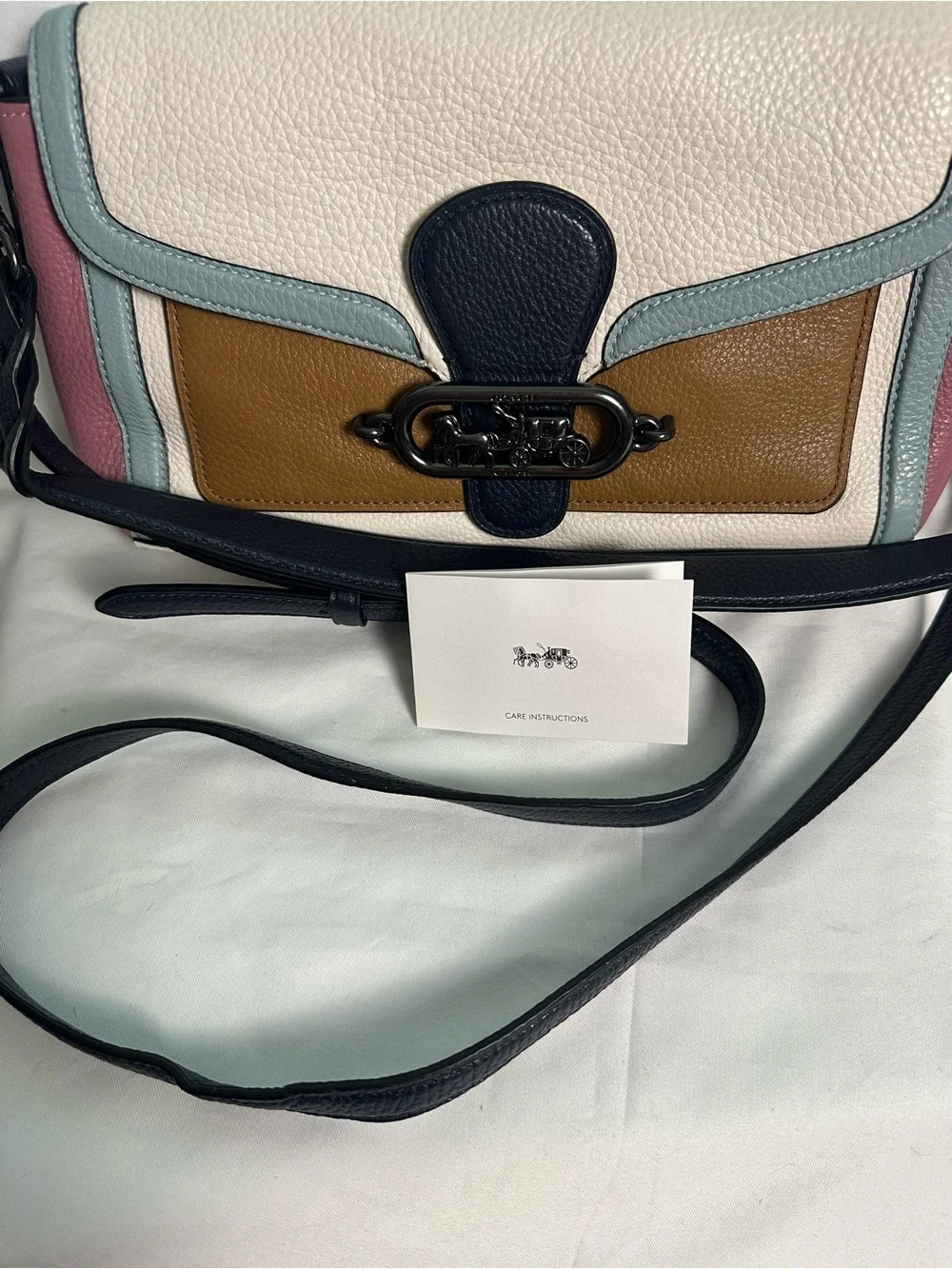 Coach Colorblock Darcy Crossbody Bag in White, Tan & Pink